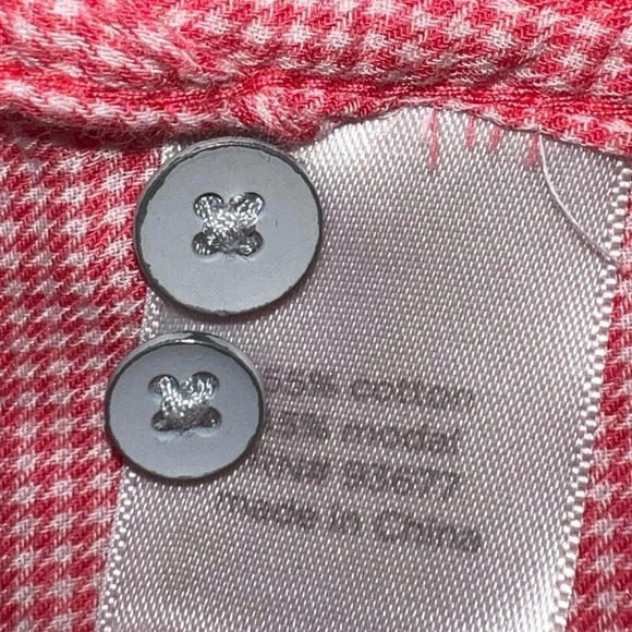 1X, red/white Micro hounds tooth print, button in front button long sleeve shirt - Picture 7 of 10
